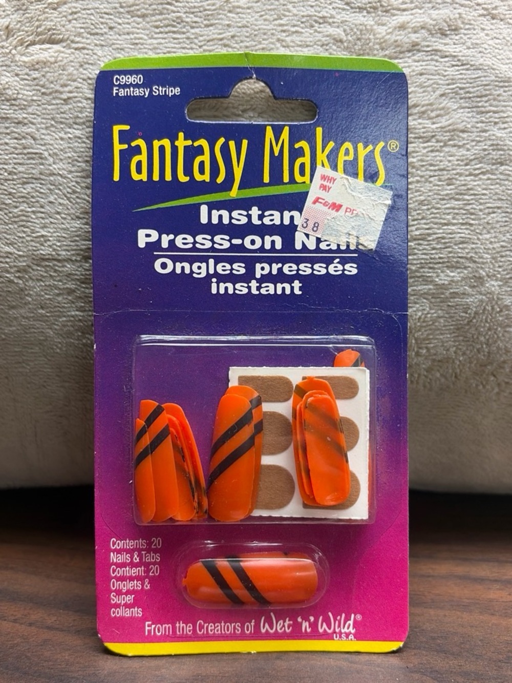 wet n wild Orange Nails with Black Stripes - Instant Press-On Set